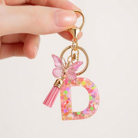 Heart Keyring Keychain Pendant Epoxy Resin Pink 10.7 Cm/4.21 In 1 Pc
