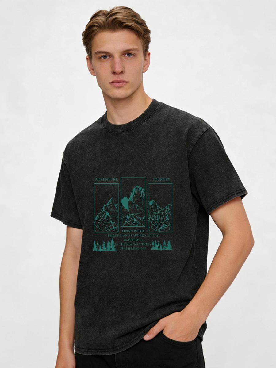 

2026 summer new washed old T-shirt retro trendy brand European and American pure cotton t men s large size loose men s clothing S