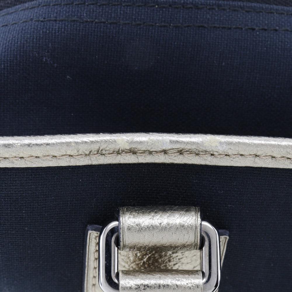 LOEWE Amazona 36 Handbag Boston bag 2010 Navy blue/Silver canvas/leather Women Used