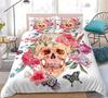 Sugar Skull Duvet Cover Set,3D Printed Gothic Skull Bedding Set,Soft  Comforter Cover with Zipper Closure and 2 Pillow Shams