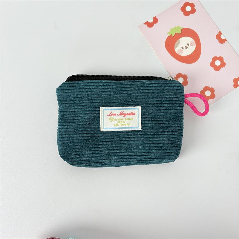 2026 New Corduroy Zero Wallet Solid Color Portable Pocket Wallet Zipper Coin Purse Card Bag Key Earphones Lipstick Case