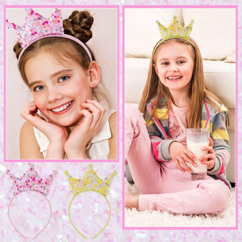 Paillettenkrone Glitzer Stirnbänder Prinzessin Partygeschenke Elastische Diademe für Mädchen Kronen Kleine Bling-Accessoires Frauen Geburtstag