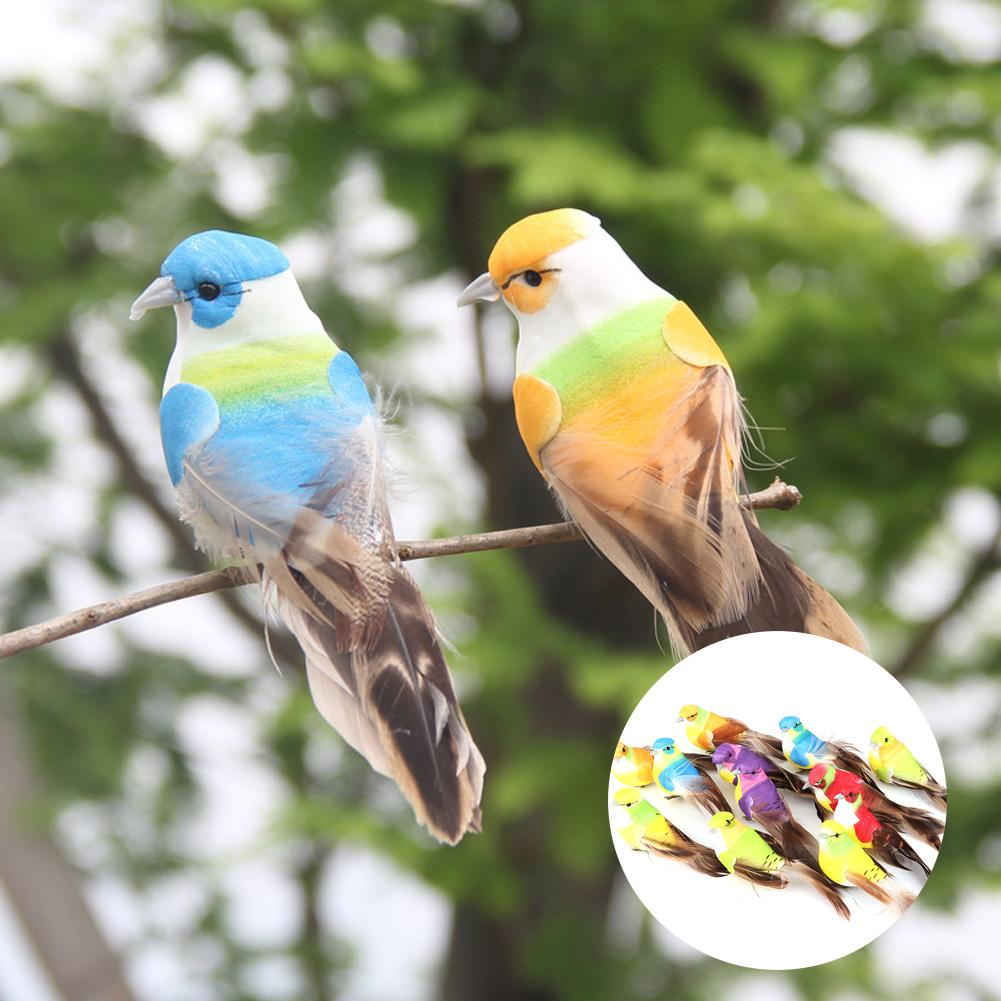 12Pcs Beautiful Colorful Simulation Foam Bird Decor Garden Plants Decoration Ornament