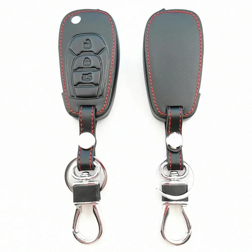 Leather Car Remote Key Case Cover Shell Keychian Fob Holder For Chevrolet Chevy Cruze Malibu Aveo Captiva Accessories