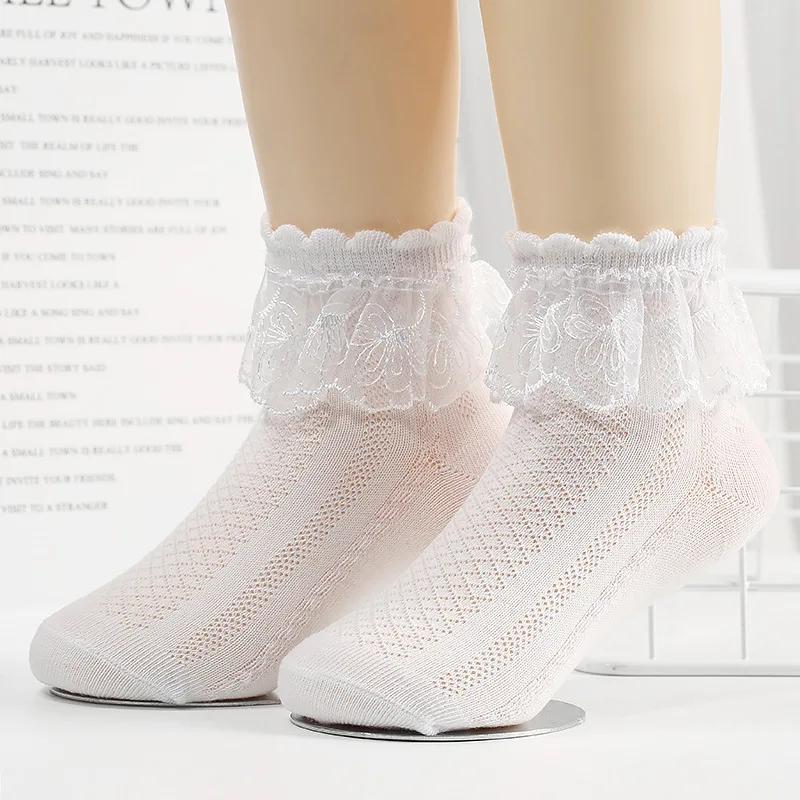 

Сетчатые носки Дышащий хлопок Кружево с оборкой Принцесса Детские Короткие носки до щиколотки Белый Розовый Желтый для Малышек Детей 1-3 years old