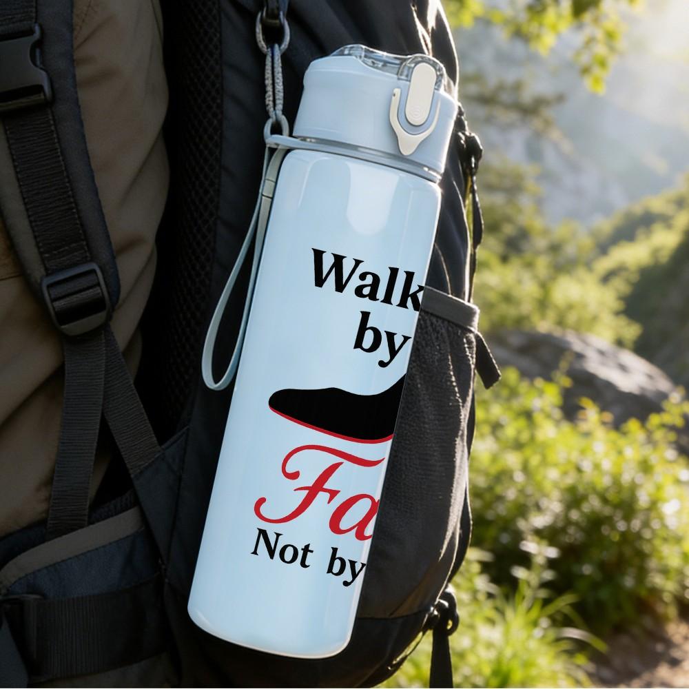 1PC Walk By Faith High Heel Shoe 750ml Color Plastic Sports Water Bottle Leakproof Flip Straw Lid Suitable for Sports Office Home Use
