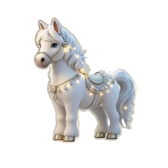 Pferdeornament 2D Acryl Pferd Auto Rückspiegelanhänger Flacher Weihnachtsbaumanhänger Auto Innenraum Hängedekoration für Frauen Mädchen