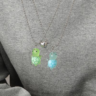 1 pár Roztomilý Svítící Želva Srdce Magnetický Přívěsek Náhrdelník Pro Ženy Muže Pár Náhrdelník Šperky Párty Dárek