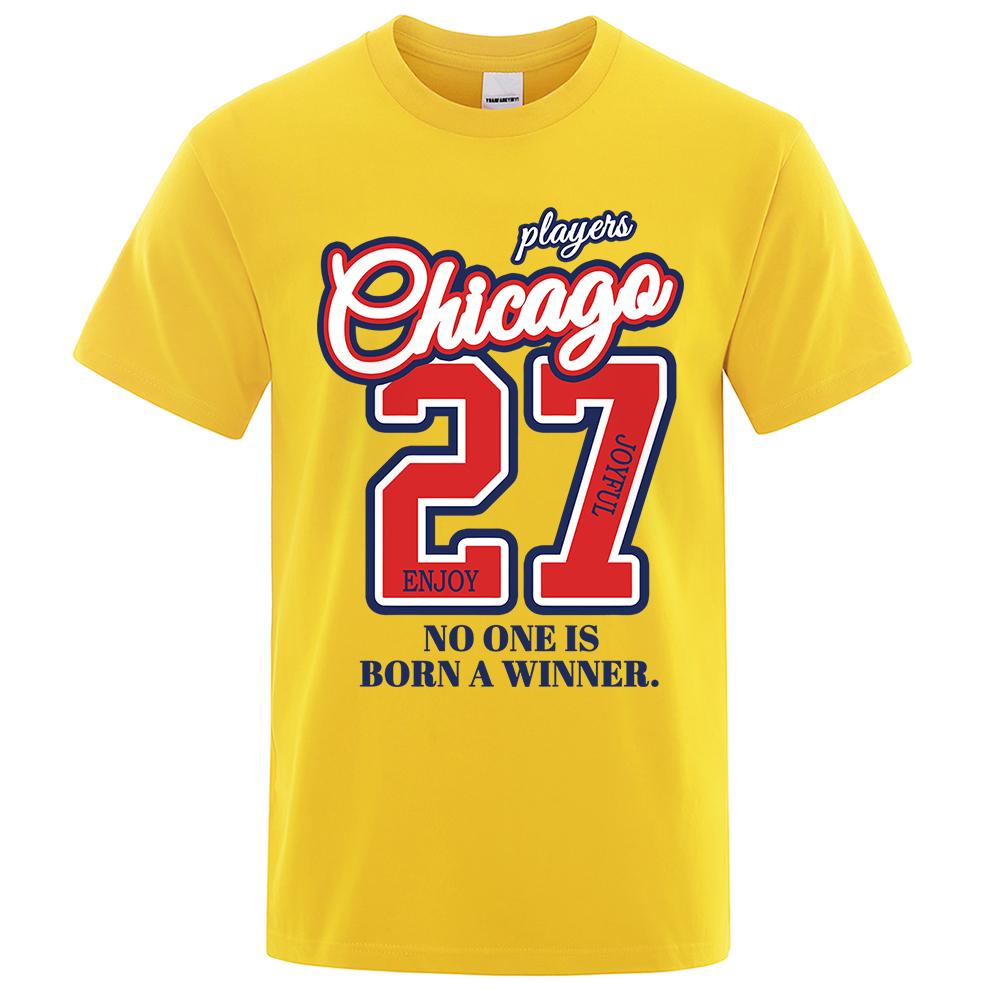 27 Number No One Is Born Winner Print Male Tshirt Oversized Loose T Shirts Cotton T Shirts Hip Hop Breathable T-Shirt Couple