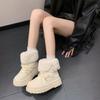 Women's Hairy Mouth Two Wear Fashion Lightweight Winter Warm Fur One Snow Boots Padded Lining Non-slip Casual Sports Martin Cotton Boots