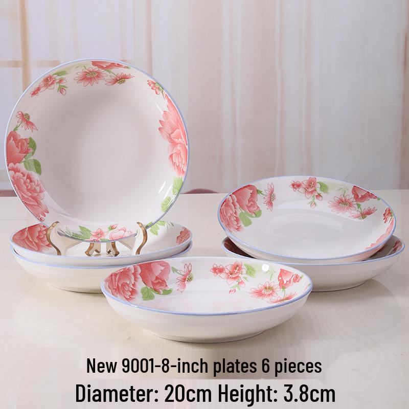 Retro Ceramic Porcelain Microwave-Safe Bowl Set - Chinese Style Tableware