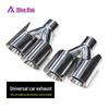 Universal Stainless Steel Car Exhaust Tailpipe: One-in-Two, Double Four-Out, Welded Edge Muffler.