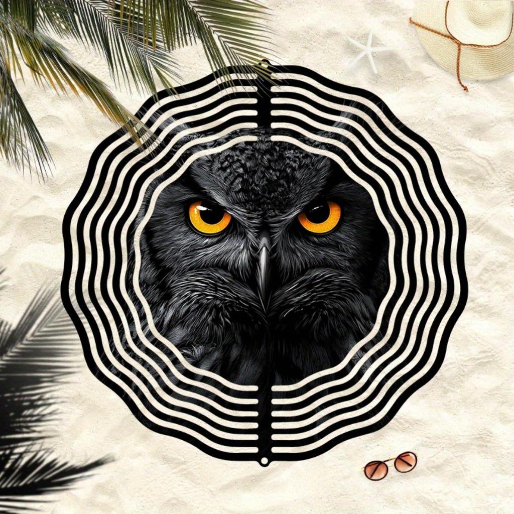 Metal Wind Chime with Night Owl Design Christmas Hanging Decor for Garden Yard Outdoor Thanksgiving Holiday Gift No Electricity Needed