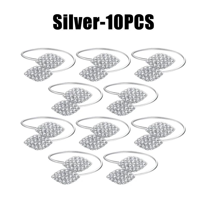 1-50PCS Leaves Napkin Rings Elegant Gold Sliver Leaf Napkin Buckles Holder for Birthday Wedding Party Dinner Table Decor