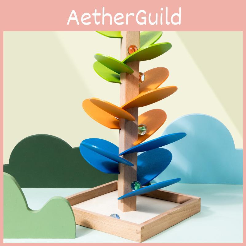 Puzzle Spelling Kid And Inserting Rainbow Tree Wooden Disassembly Track Ball Toy