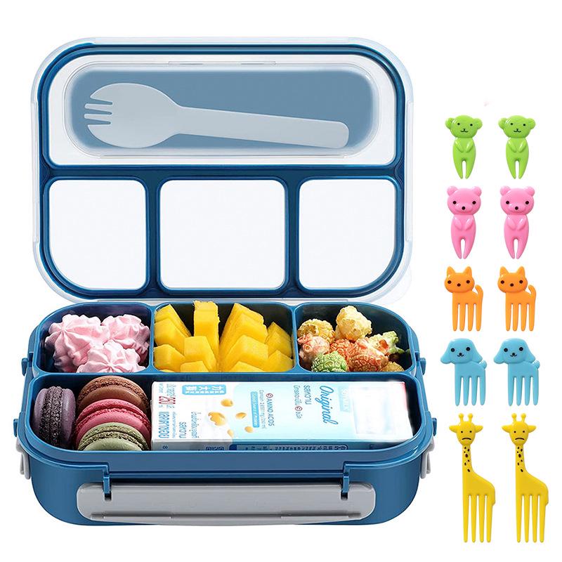 Set da 16 pezzi di portapranzo bento in plastica per studenti con scomparti adatti al microonde e stuzzicadenti per frutta