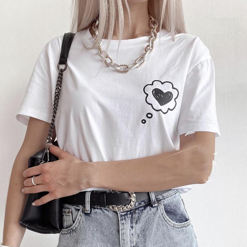 Hirsionsan Graffiti Grafik T-Shirt Damen Sommer Einfache Druck T-Shirts Baumwolle Elegant Damenkleidung Locker Lässige Pullover Tops