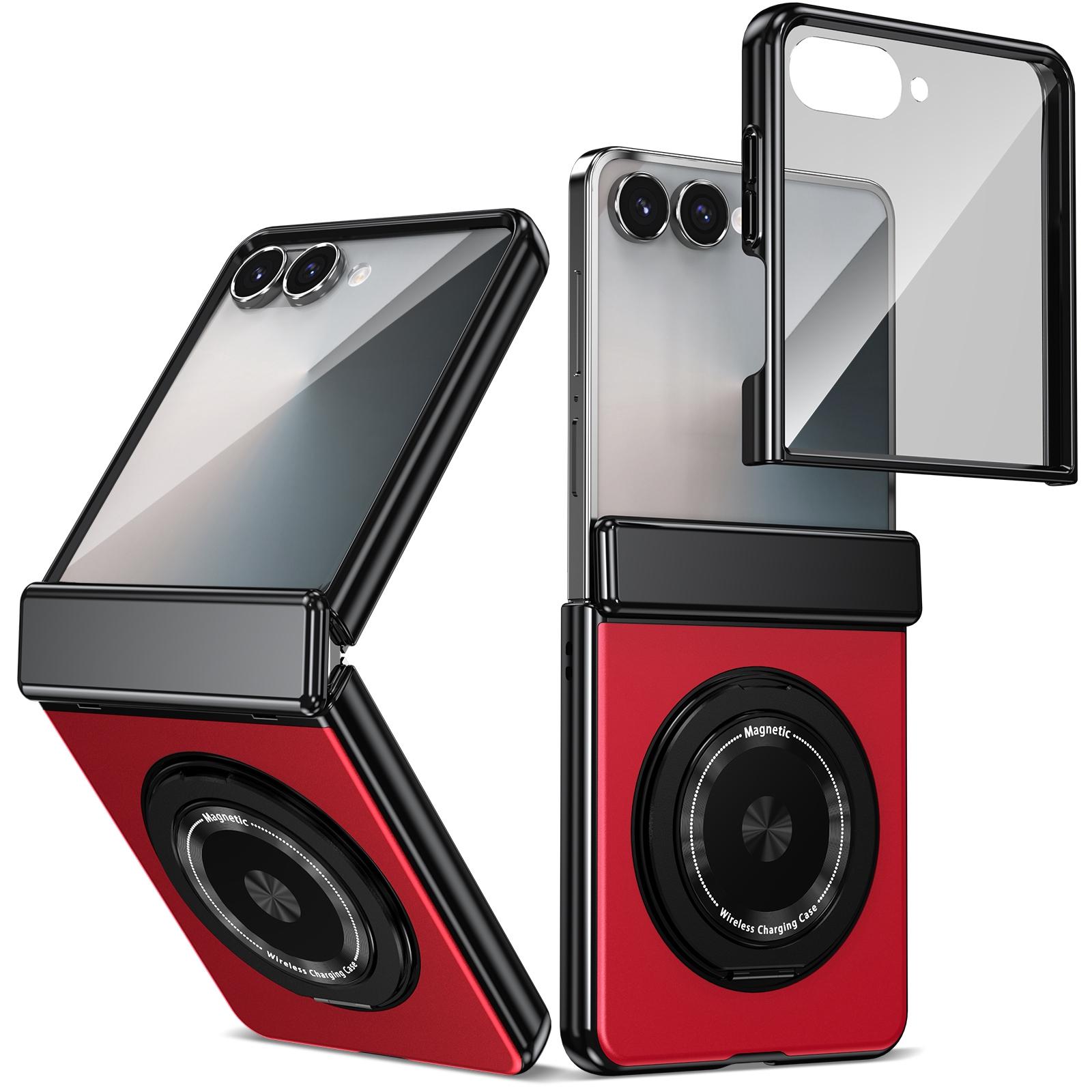 

360° Rotating Ring Stand Magnetic Hinge Protective Case For Samsung Galaxy Z Flip 7 FE 6 5 4 3 With Screen Film Shockproof Cover Galaxy Z Flip4