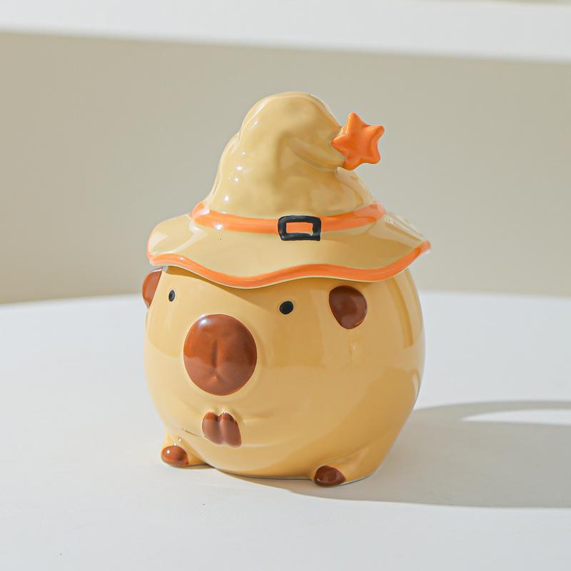 Mug Kapibala Gives Girls Cute Water Cup with Lid Ceramic Cup Birthday Gift High-looking Creative Cup