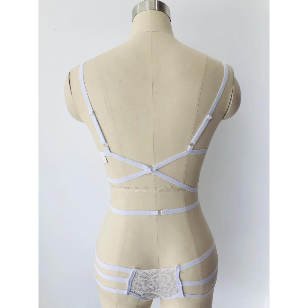 Sexy Lingerie Sets Lace See Through Bra Panties Erotic Hollow Out Bandage Underwear Porno Sex Adult Costume Women Clothes