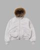 Themuseumvisitor Fur Hood Metal Logo Ma-1 Jumper (Ivory)