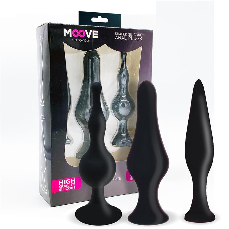 Set 3 Black Silicone Anal Plugs