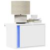 VidaXL Wall-mounted Bedside Table with LED Lights White, Floating Bedside Table, Phone Holder, Bedside Table At 852089