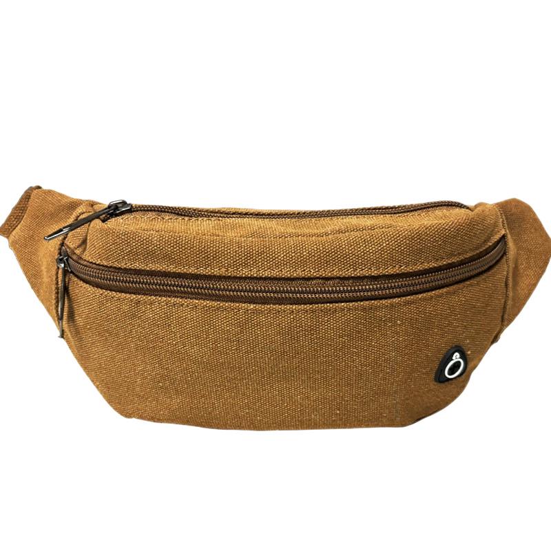 Męska płócienna torba biodrowa do sportów outdoorowych: Jednolity kolor, wielokomorowy, odporny na zużycie, pogrubiony, przenośny portfelik na monety, trzywarstwowa konstrukcja.