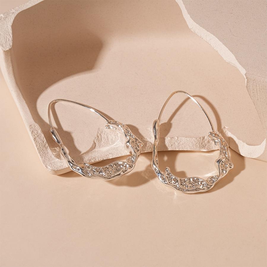 

Folded Irregular Oval Ear Hook Earrings Geometric Earrings