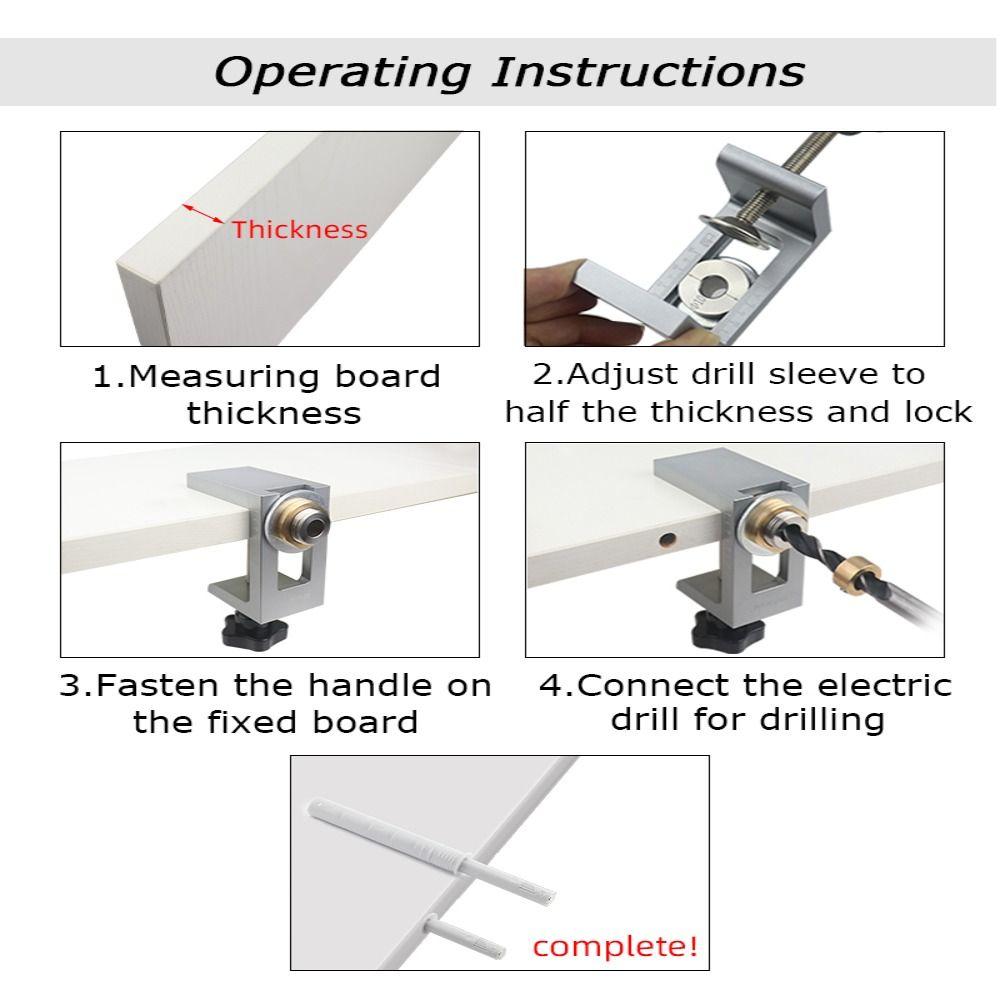 6/8/10/12mm Größe Dübelbohrschablone Kit Locherweiterung Effektives Bohren Taschenlochschablone Locator Möbelverbindungslochstanzer