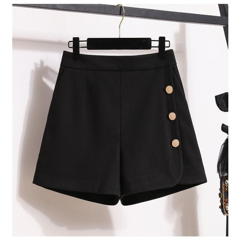 

DIMANAF 2024, новинка весны, большие размеры, женские брюки, брюки трапециевидной формы, свободные винтажные вельветовые короткие брюки, повседневные хлопковые однотонные брюки XL чёрный