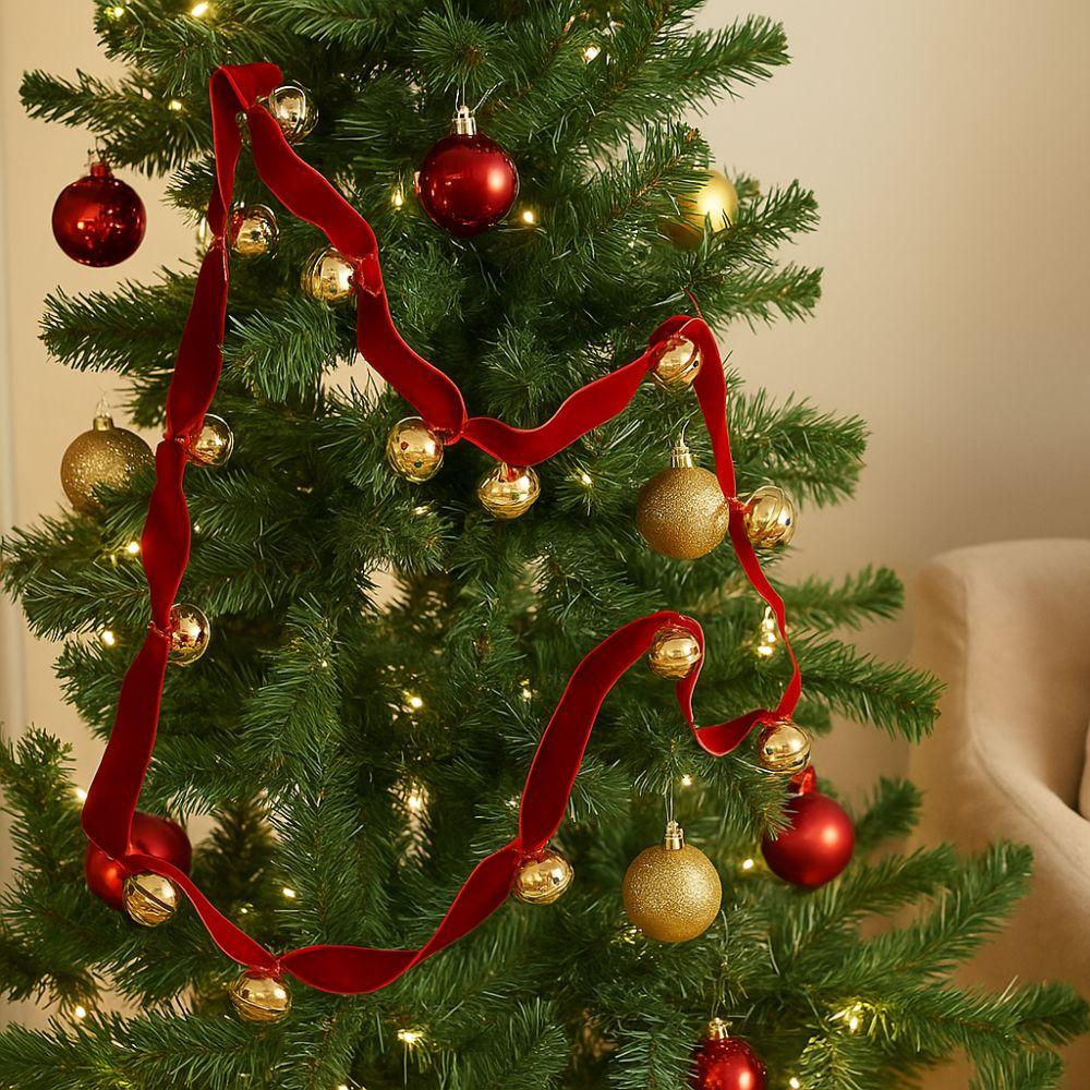 Red Ribbons Bell Pendants 2.7m Xmas Tree Hanging Bells  Festive Atmosphere