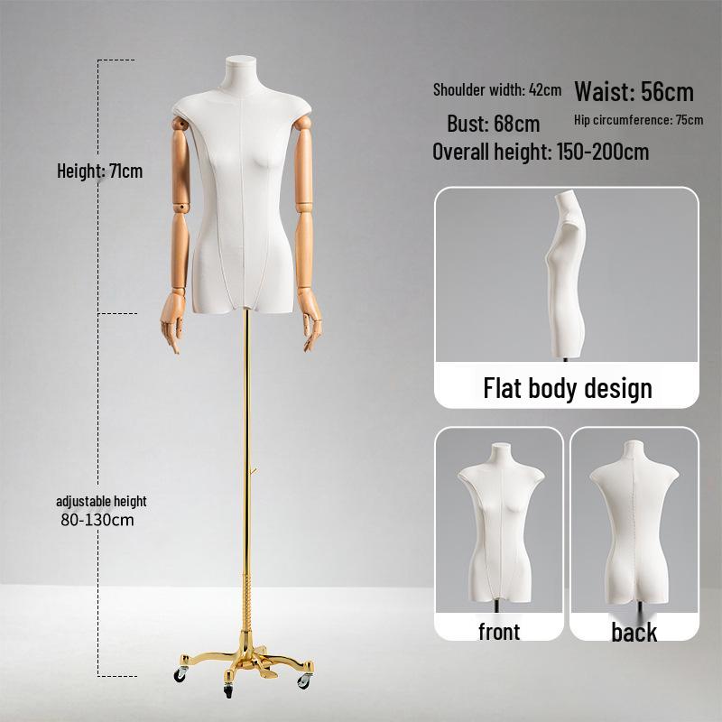 Adjustable Height Mannequin Stand with Arms for Women's Clothing Display