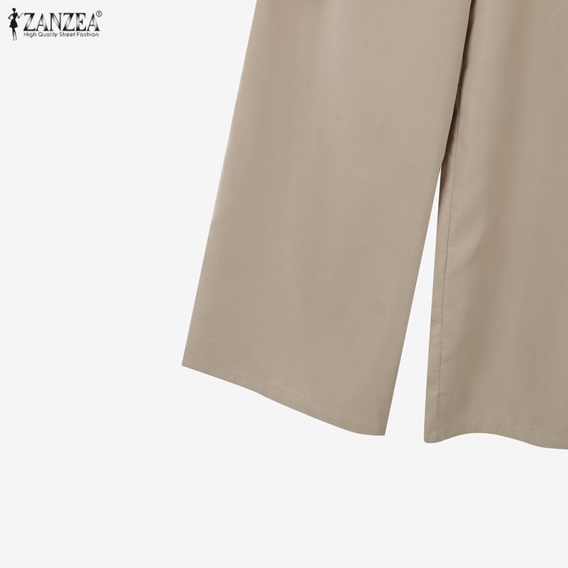 ZANZEA Damen Langarmbluse und lockere Hose Lässige zweiteilige Anzugsets