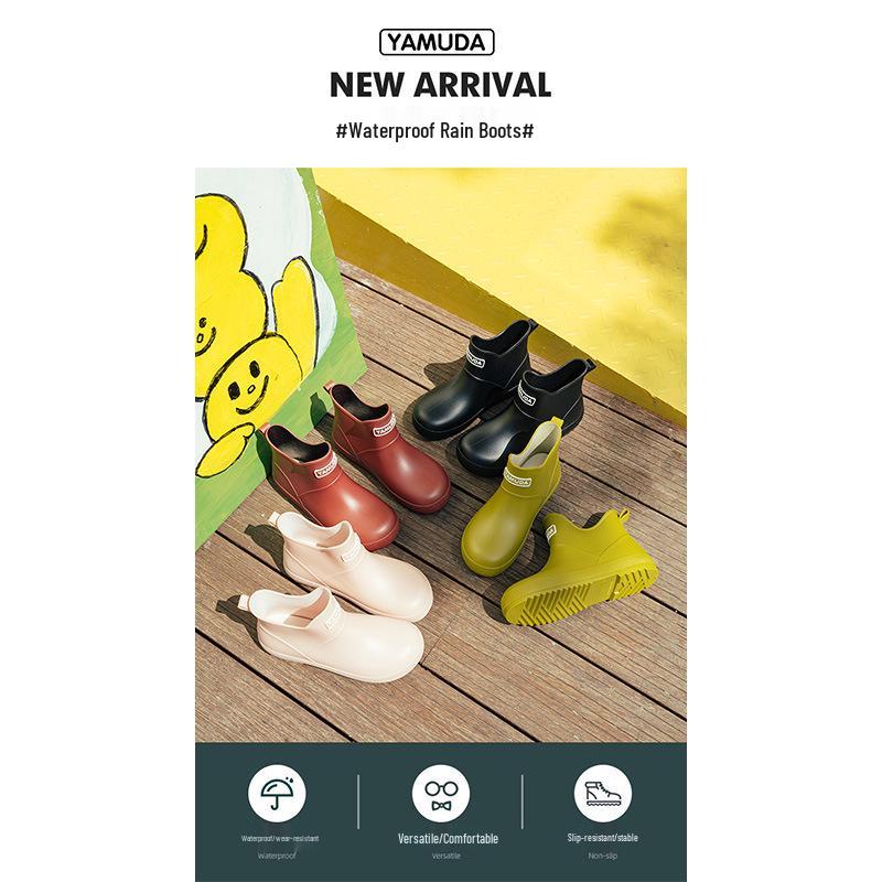 Women's Stylish Waterproof Low-Cut Non-Slip Rain Boots for Wading and Markets