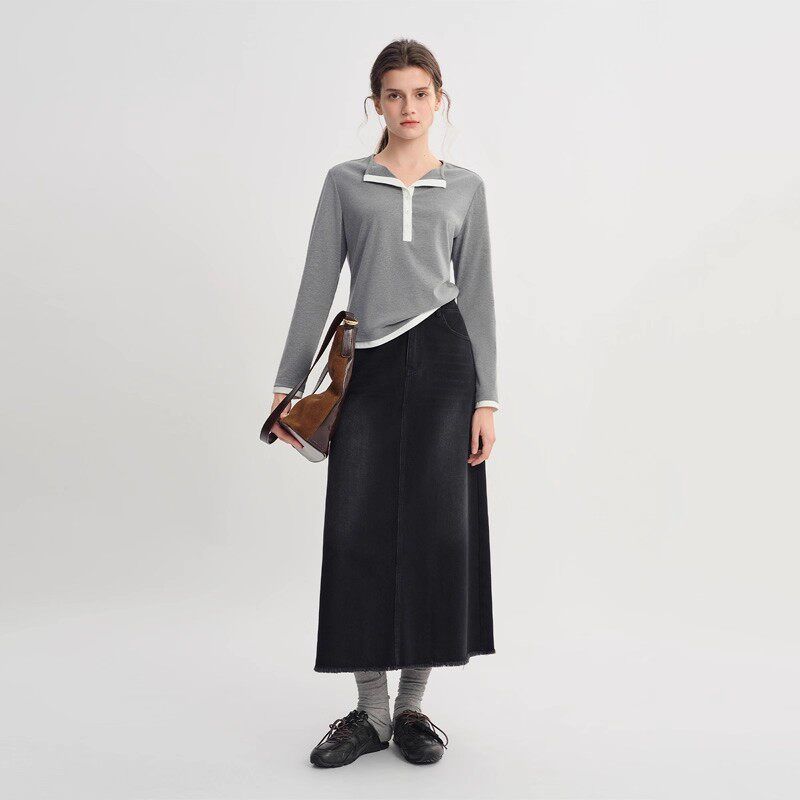 Plus-Size Women s Clothing [Cuffed Stripes] Retro Faux Denim Wide-Leg Pants 2026 Spring Loose Jeans