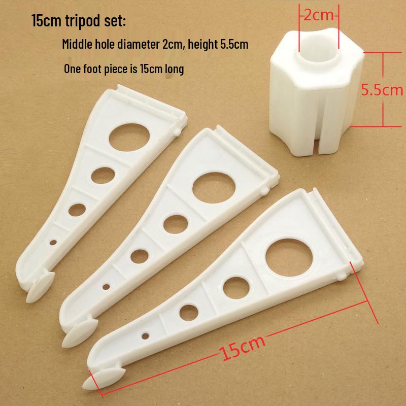 

Підставка для новорічної ялинки 1,5 м: Біла трикутна пластикова основа з 1,8 м залізним каркасом та аксесуарами