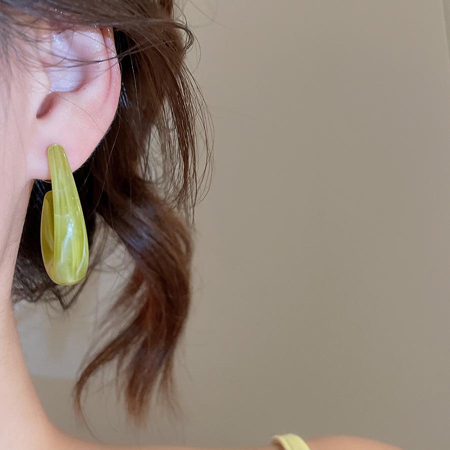 6Pcs/Set Trendy Fashion Pink Green Acrylic Resin C-shaped Hoop Earring Sets Female Elegant Daily Party Jewelry Accessory Gifts
