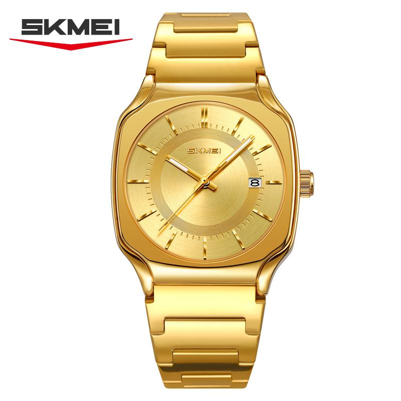 Skmei 9380 Classic High Quality Mens Quartz Watch Best Stainless Steel Band Waterproof Date Display Character Casual Hand Watch