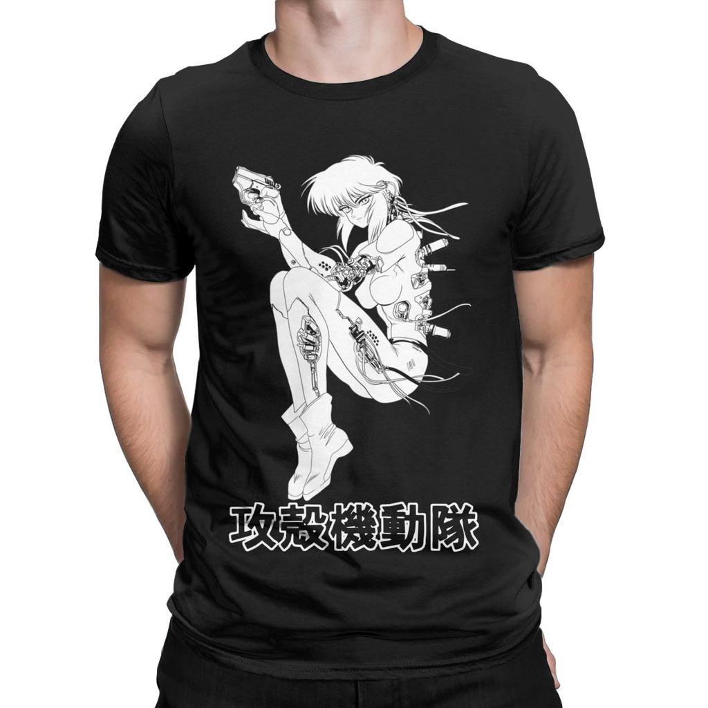 Novelty Motoko Ghost In The Shell T-Shirt Men Round Collar Pure Cotton T Shirts Anime Manga Tees New Arrival Clothes