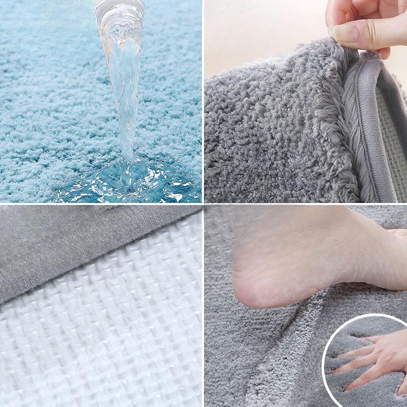 Tapete de veludo para banheiro, espessamento de cashmere, tapete antiderrapante para banheira, piso lateral, capacho para porta de chuveiro, espuma de memória, almofada 3D
