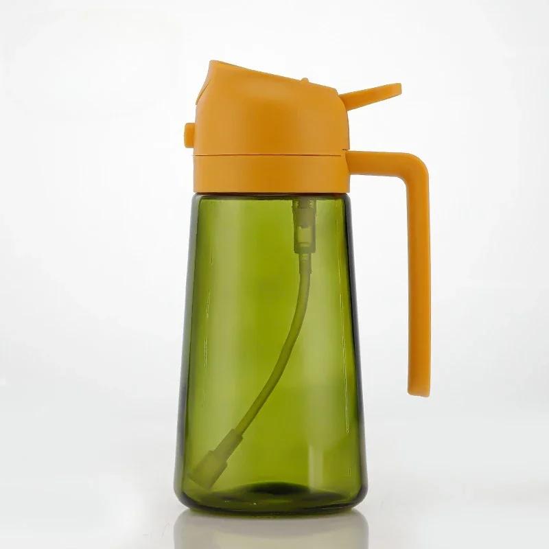 

470ML/16oz 2 in 1 Light-Blocking Dark Oil Sprayer for Cooking Olive Oil Dispenser Bottle for Kitchen Dark Green Glass Oil Bottle жовтий