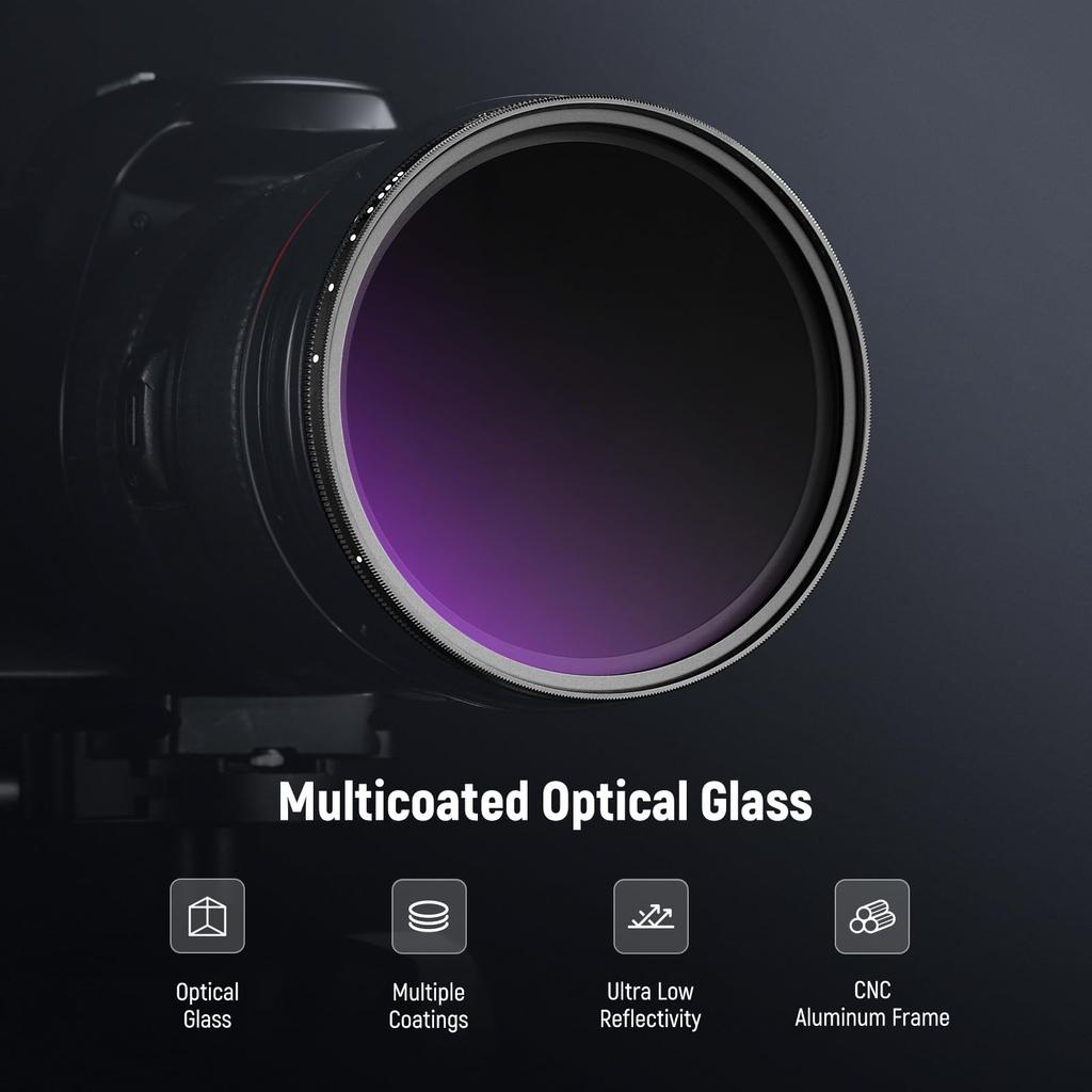 NEEWER 67mm Variable ND Filter True Color Hard Stops Optical Slim Aluminum Neutral Density Filter for Cameras (ND8-2000), & Stops, 3-11 Adjustable,