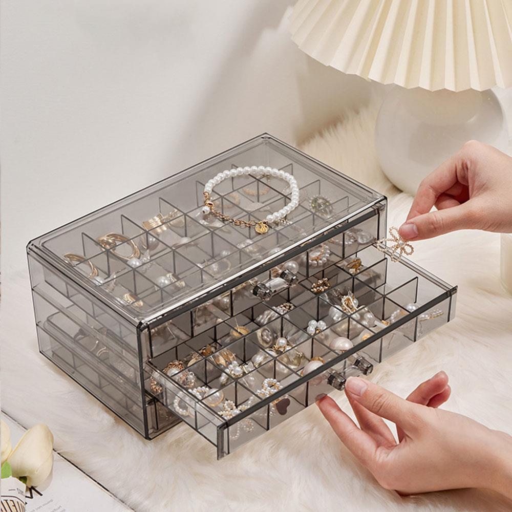 Jewelry Storage Box Multi-layer Desktop Organizer Transparent Large-Capacity Ring Earrings Necklace Jewelry Storage Box With Lid