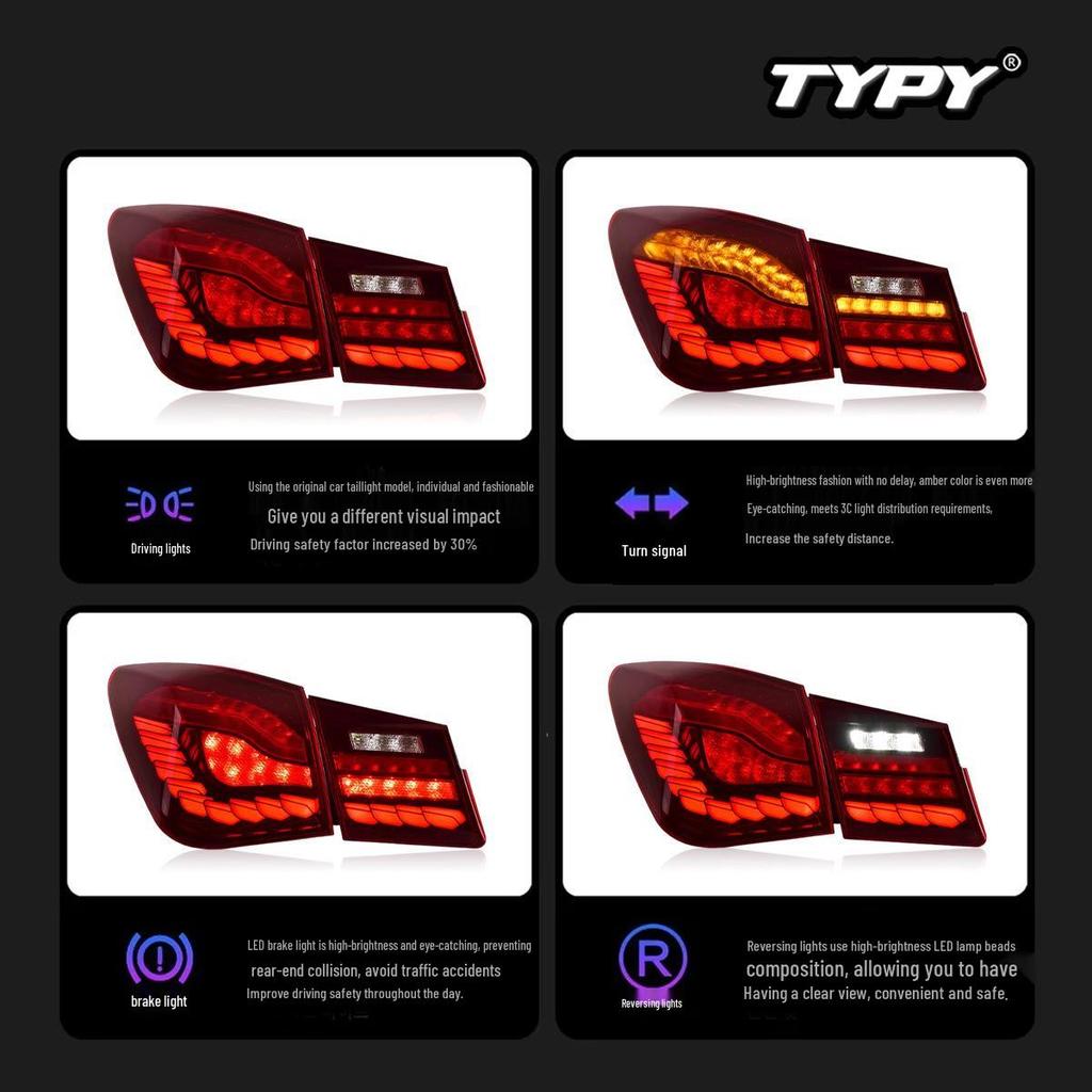 09-14 Chevrolet Cruze Dragon Scale LED Tail Lights with Flowing Turn Signals