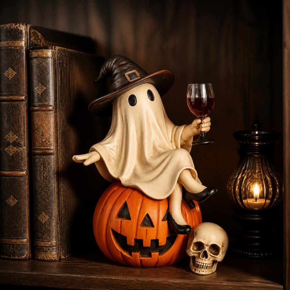 Spooky Halloween Ghost Figurine Cartoon Tabletop Figurine Funny Witch Statue  Halloween Decor