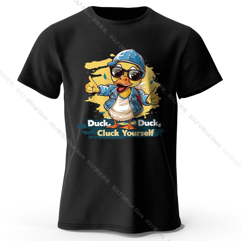 Herren T-Shirt 'Cluck Yourself' Print 100% Baumwolle Oversized Edgy Grafik-T-Shirts für Damen Sommer Oberteile Punk Streetwear