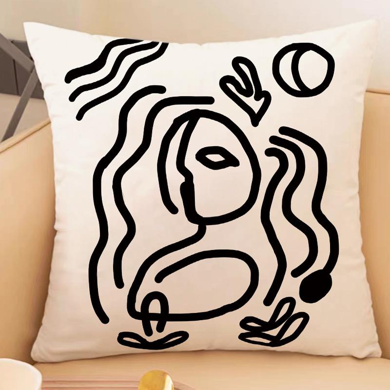 Simple Lines Rabbit Pillowcase Dormitory Decoration Office Living Room Sofa Home Pillowcase