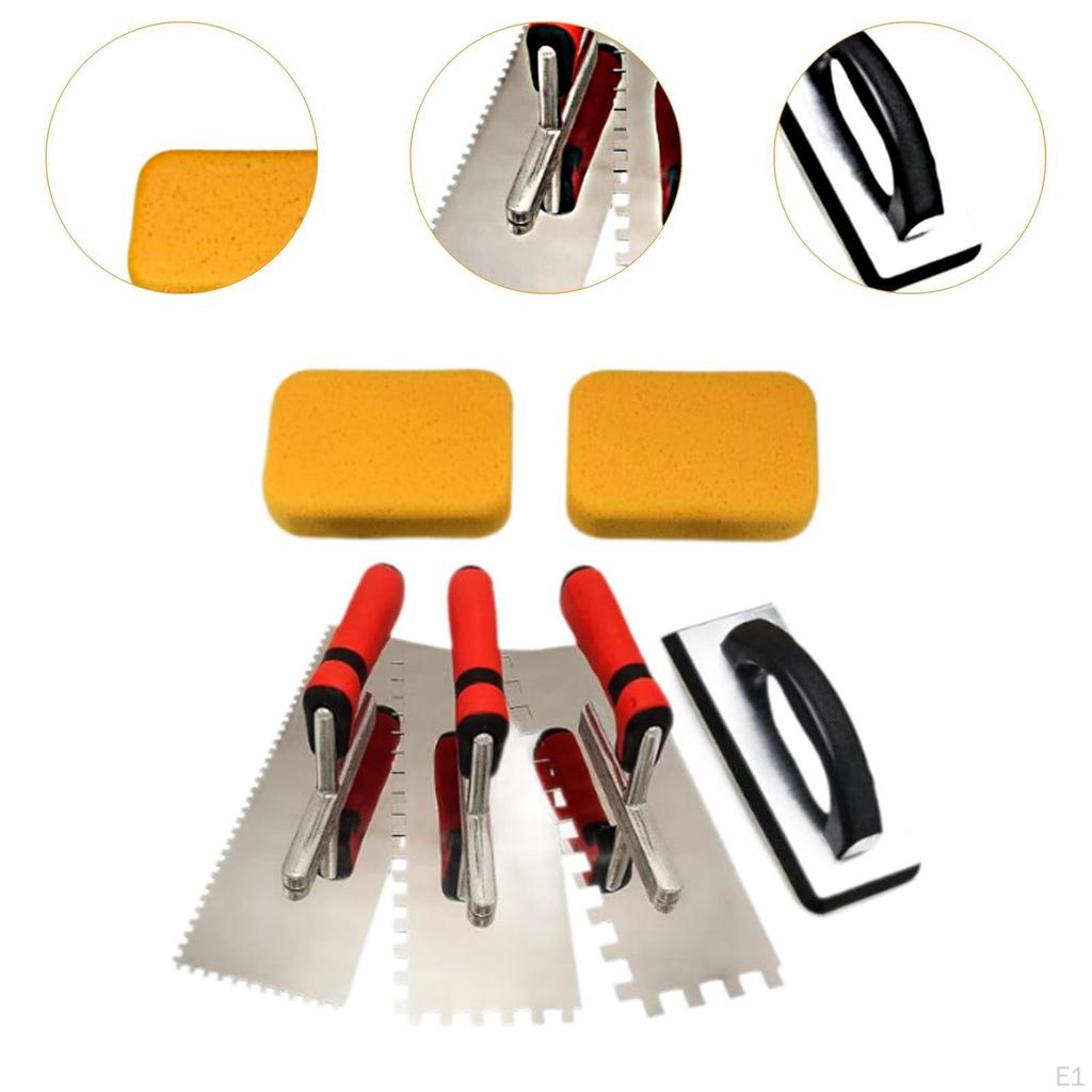 Notch Trowel Set Stainless Steel Practical, Professional Sturdy, Multipurpose, Hand Tools, for