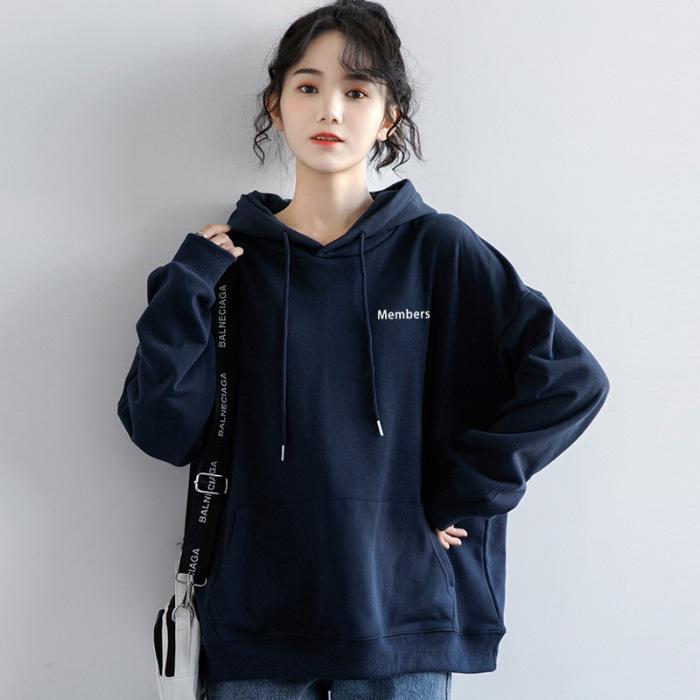 Fleece thickened sweater women s letter printing autumn and winter long-sleeved casual and thin Korean version of versatile simple 3XL 1890₽